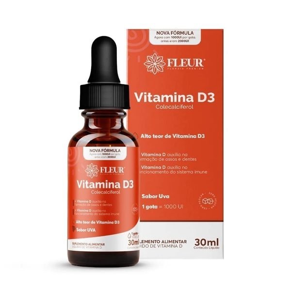 Vitamina D3 em Gotas — Sabor Uva, floral premium 30ml da Pró Fórmula